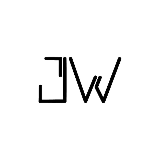 JW monograma diseño del logotipo letra texto nombre símbolo monocromático logotipo alfabeto carácter logotipo simple