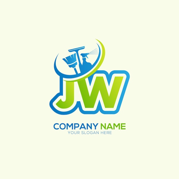 JW o WJ Letra local Vector de limpieza Vector del logotipo del servicio de limpia