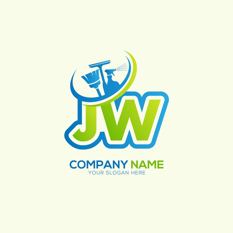Vector jw o wj letra local vector de limpieza vector del logotipo del servicio de limpia