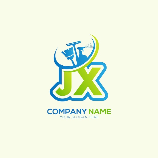 JX o XJ Letra local Logo del vector de limpieza Vector del logotipo del servicio de limpiaje