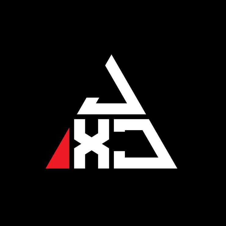 Vector jxj diseño de logotipo de letra triangular con forma de triángulo jxj triángulo diseño del logotipo monograma jxj vector triángulo plantilla del logotipo con color rojo jxj logotipo triangular sencillo elegante y lujoso logotipo