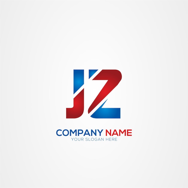 JZ o ZJ Creative Modern Letters Diseño del logotipo Elemento rojo y azul