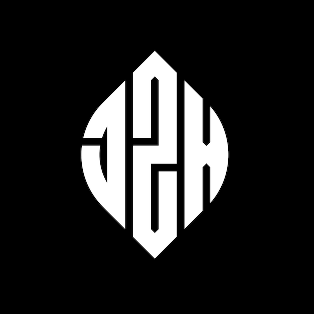 JZX diseño de logotipo de letras circulares con forma de círculo y elipse JZX letras elípticas con estilo tipográfico Las tres iniciales forman un logotipo de círculo JZX círculo emblema monograma abstracto letra marca vector