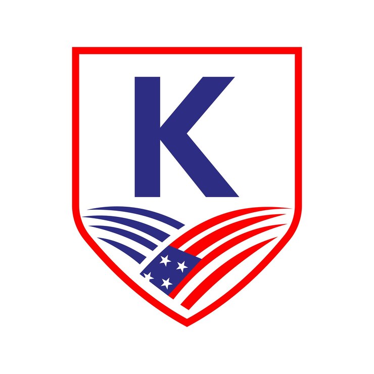 Vector k estampa del logotipo de la agricultura estadounidense logotipo de la agricultura de los estados unidos en la letra del alfabeto k concept