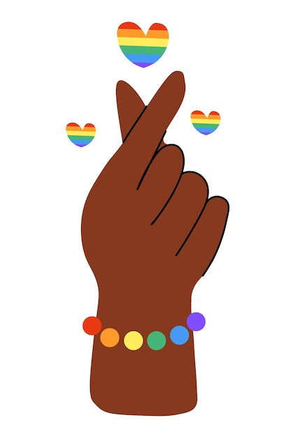 K gesto del corazón Mano con brazalete corazón coreano signo de dedo LGBTQ Símbolo de la comunidad de orgullo LGBT