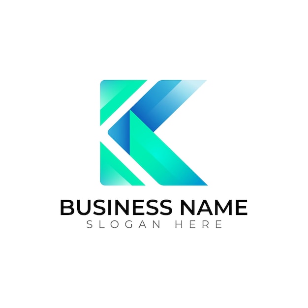 K gradiente 3d diseño de logotipo de letras vectoriales abstractas