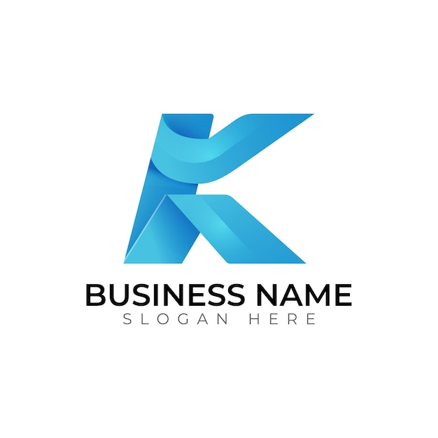 K gradiente 3d diseño de logotipo de letras vectoriales abstractas