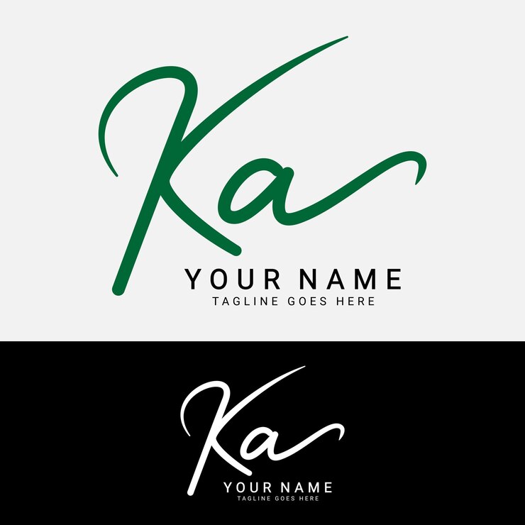 Vector a k ka logotipo de la letra inicial alfabeto ka logotipo escrito a mano firma
