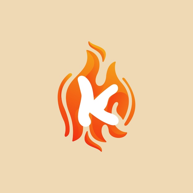 K letra fuego logotipo quemar rojo naranja K logotipo elementos de plantilla de diseño vectorial para su aplicación