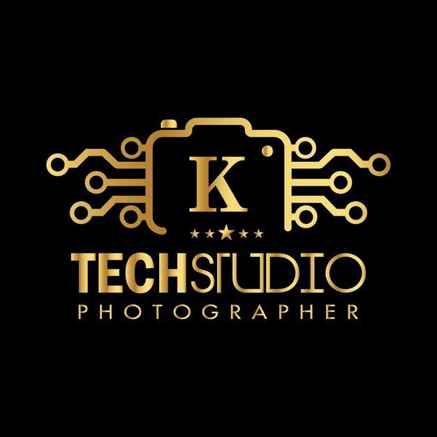 K Letter Inicial Tech Logo Template Premium K Logo Golden Concept K Diseño de la letra del logotipo