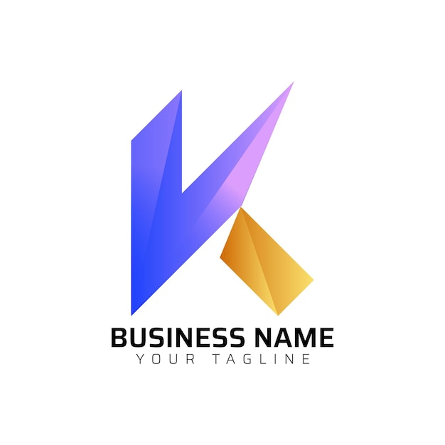 k modelo de diseño de logotipo de letras coloridas en 3D de tipografía premium minimalista moderna y abstracta