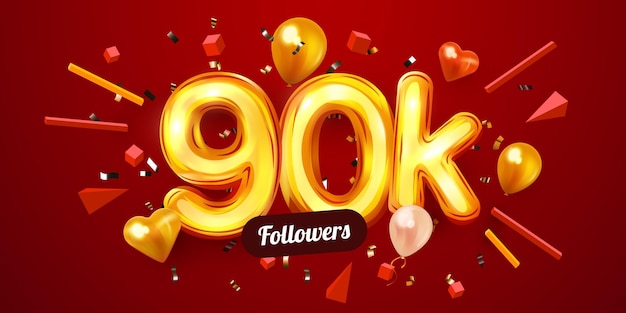 K o seguidores gracias números dorados confeti y globos red social amigos seguidores web ...