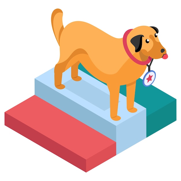 K9 Caniteering concepto plano isométrico Diseño de iconos de color vectorial para deportes de perros Símbolo de mascota y veterinario