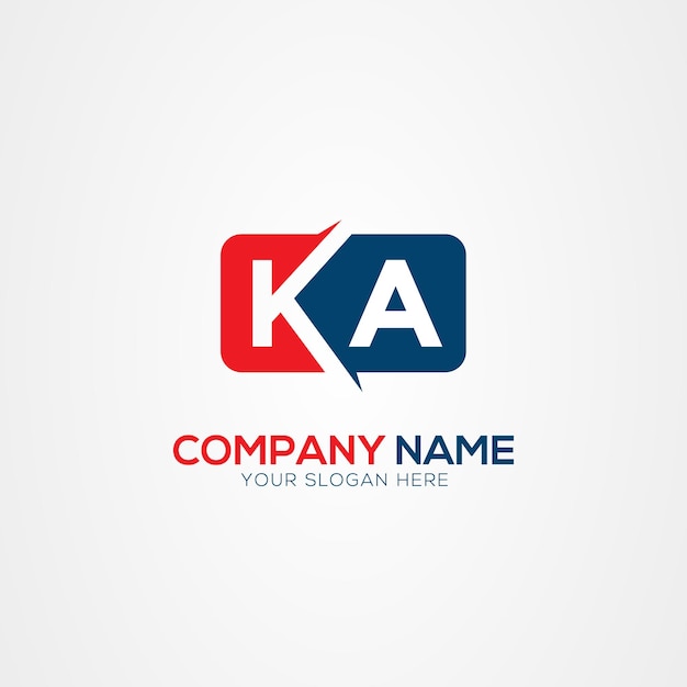KA o AK Creative Modern Letters Elemento de diseño del logotipo