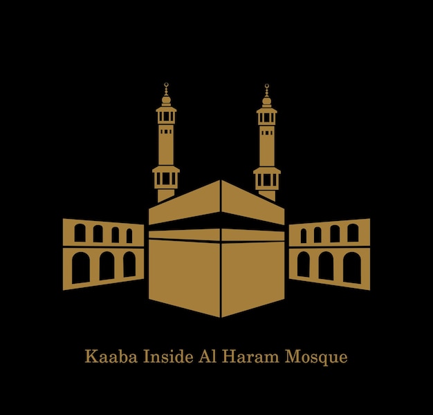 Kaaba al Haram vector icono Kaaba vector con color dorado Al Haram kaaba ilustración ilustración plana