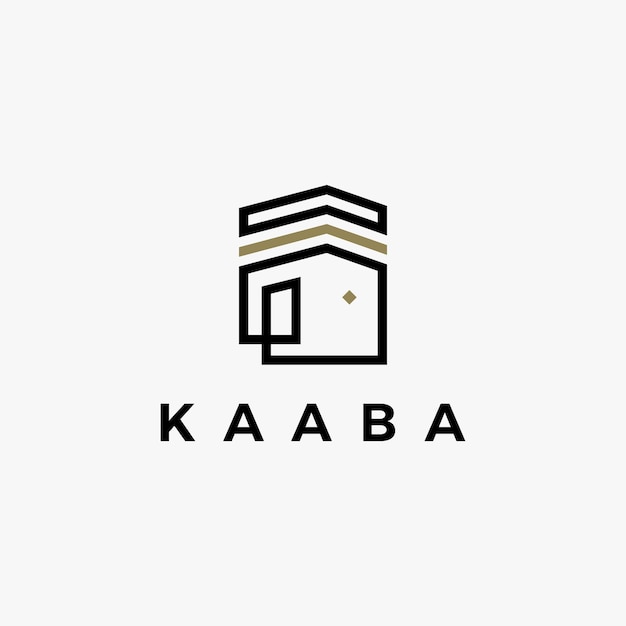 Kaaba esquema logo hajj umrah tour viajes vector icono ilustración