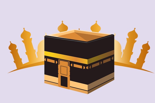 Kabaah alharam y concepto de mezquita Ilustración vectorial plana de colores aislada