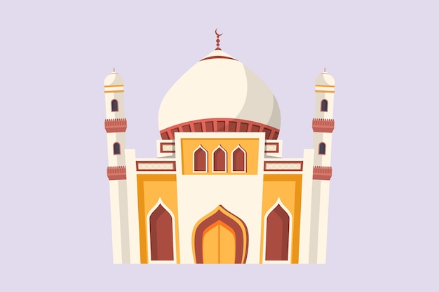 Kabaah alharam y concepto de mezquita Ilustración vectorial plana de colores aislada