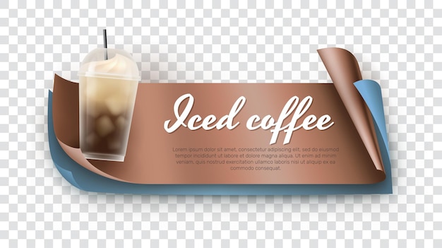 Kafe helado 3D plantilla de banner realista en vector