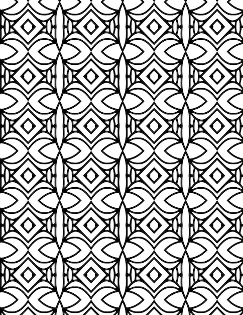 Kaleidoscopio Patrón geométrico Fondo Ilustración repetida Arte lineal en blanco y negro