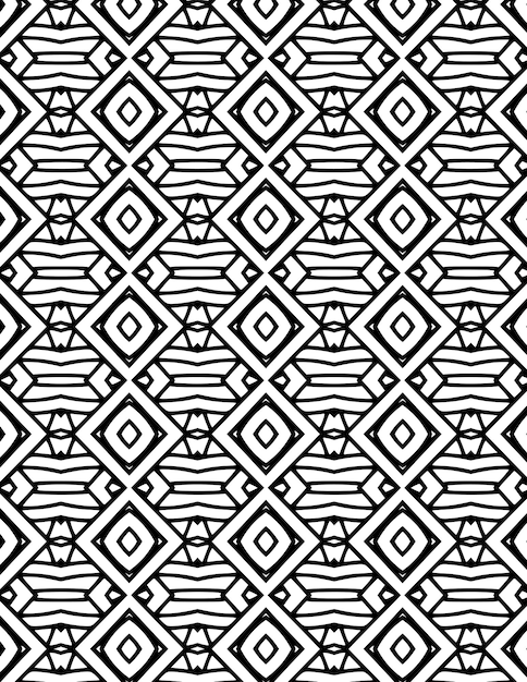Kaleidoscopio Patrón geométrico Fondo Ilustración repetida Arte lineal en blanco y negro