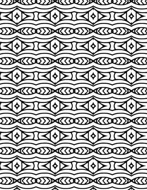 Kaleidoscopio Patrón geométrico Fondo Ilustración repetida Arte lineal en blanco y negro