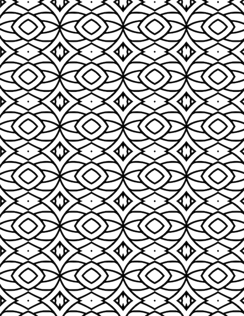 Kaleidoscopio Patrón geométrico Fondo Ilustración repetida Arte lineal en blanco y negro