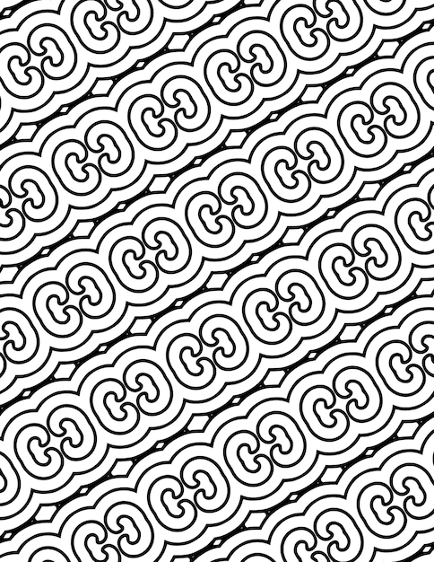 Kaleidoscopio Patrón geométrico Fondo Ilustración repetida Arte lineal en blanco y negro