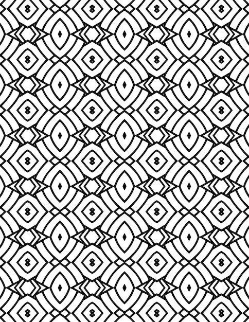 Kaleidoscopio Patrón geométrico Fondo Ilustración repetida Arte lineal en blanco y negro