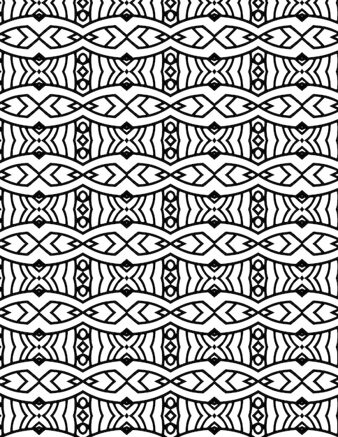 Kaleidoscopio Patrón geométrico Fondo Ilustración repetida Arte lineal en blanco y negro