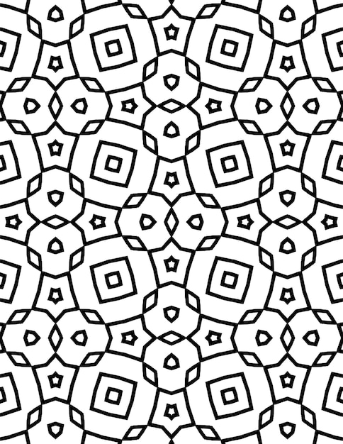 Kaleidoscopio Patrón geométrico Fondo Ilustración repetida Arte lineal en blanco y negro