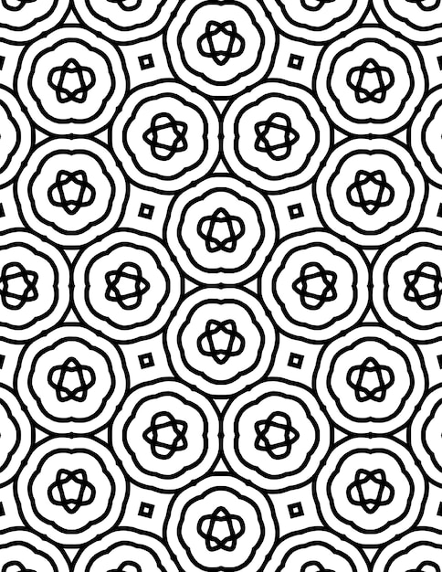 Kaleidoscopio Patrón geométrico Fondo Ilustración repetida Arte lineal en blanco y negro