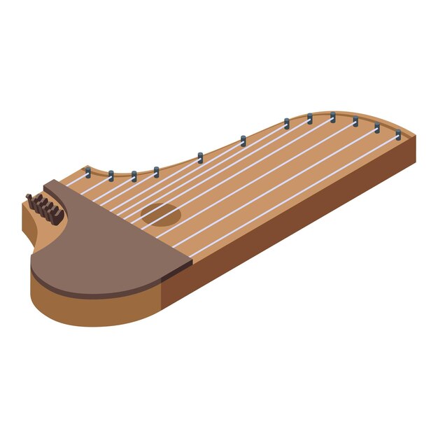 Vector kantele laúd icono vector isométrico música folk guitarra acústica