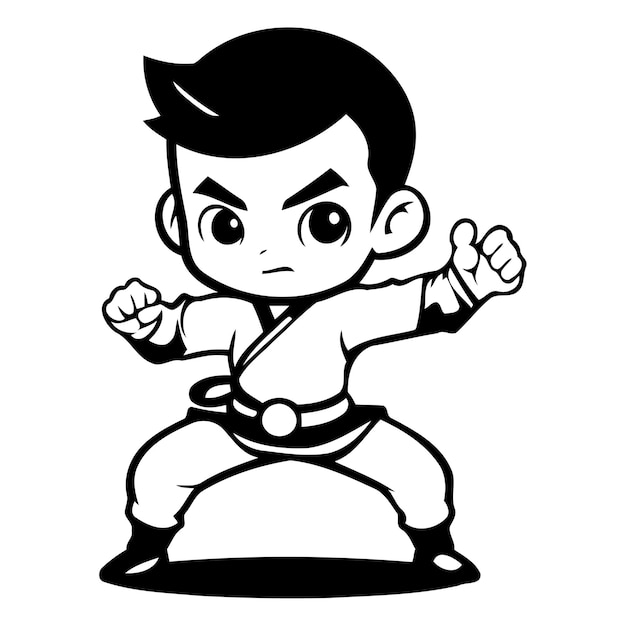 Karate boy mascota de dibujos animados diseño de ilustraciones vectoriales de personajes