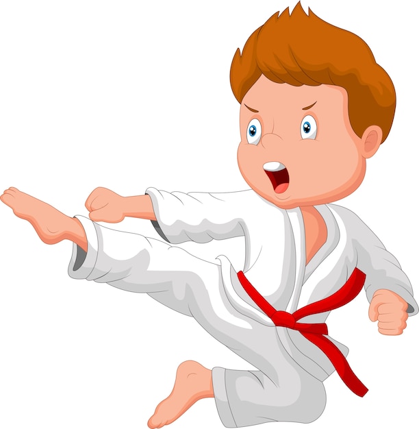 Karate de entrenamiento de niño pequeño