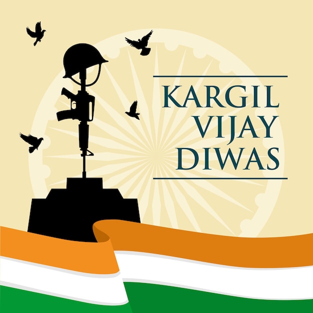 Kargil Vijay Diwas concepto de diseño con bandera de la India