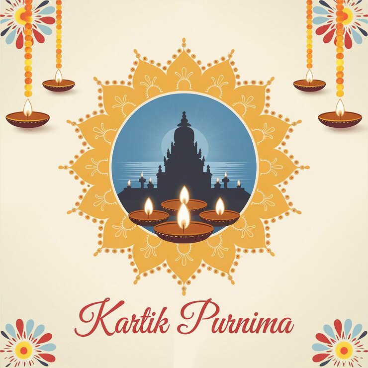 Vector kartik purnima símbolos religiosos eps y vector editables