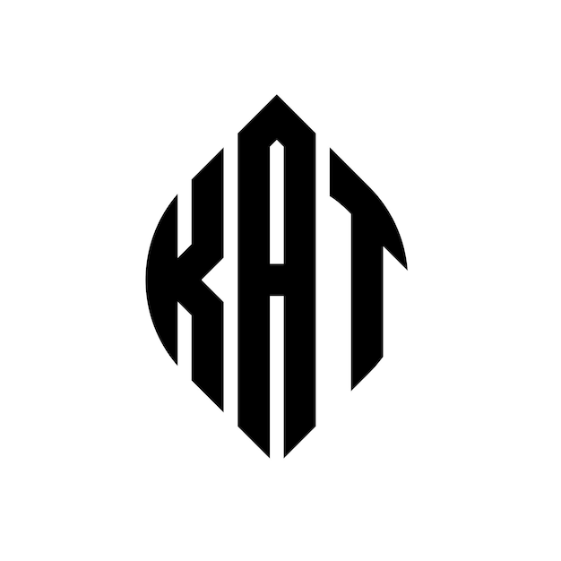 KAT diseño de logotipo de letra de círculo con forma de círculo y elipse KAT letras de elipse con estilo tipográfico Las tres iniciales forman un logotipo de círculo KAT emblema de círculo Monograma abstracto letra marca vector