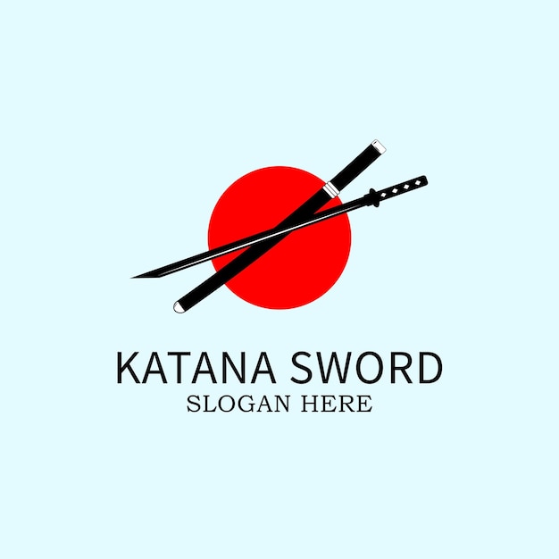 Vector katana espada línea arte logo icono y símbolo vector ilustración diseño