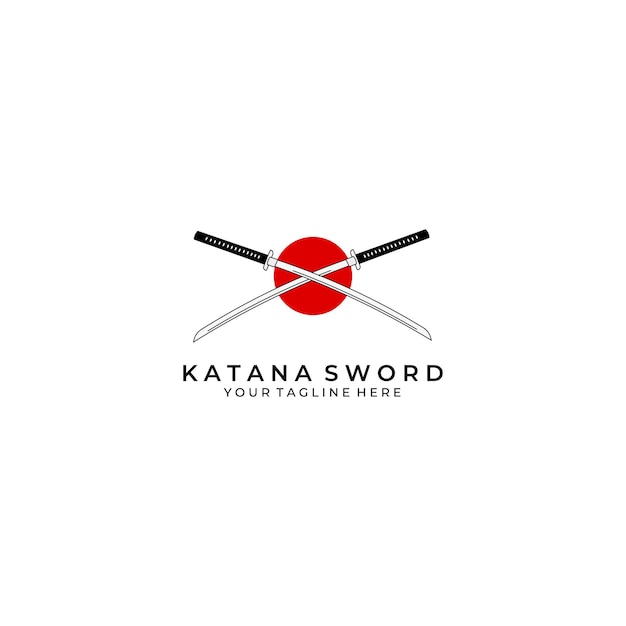 Katana espada logo diseño vector ilustración arte samurai cultura ninja tradicional luchador japonés