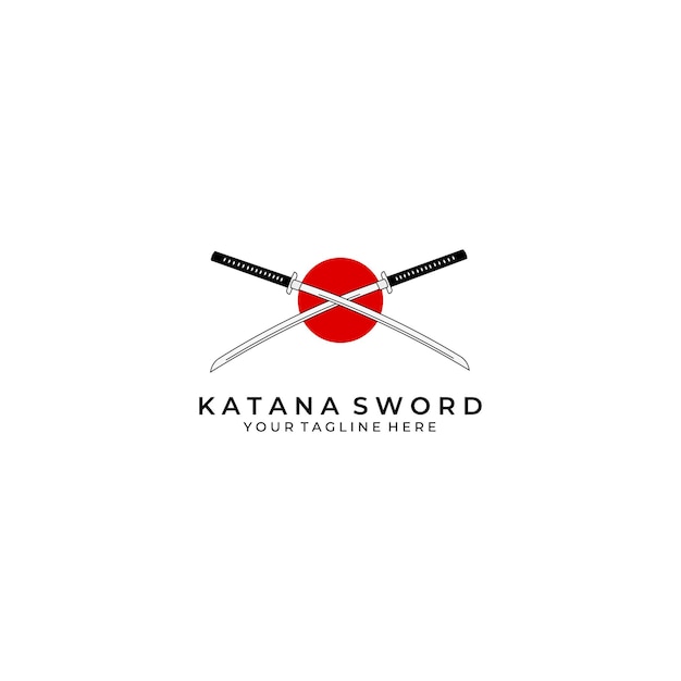 Vector katana espada logo diseño vector ilustración arte samurai cultura ninja tradicional luchador japonés