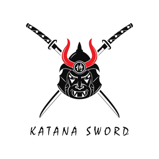 katana espada logo vintage vector ilustración diseño moderno japonés espada de katana logo concepto