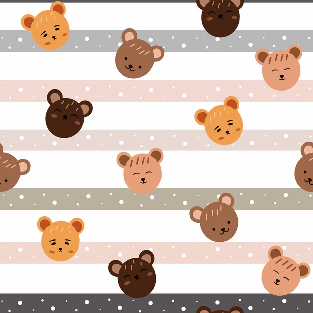 Kawaii animal dibujado a mano patrón sin costuras para el fondo