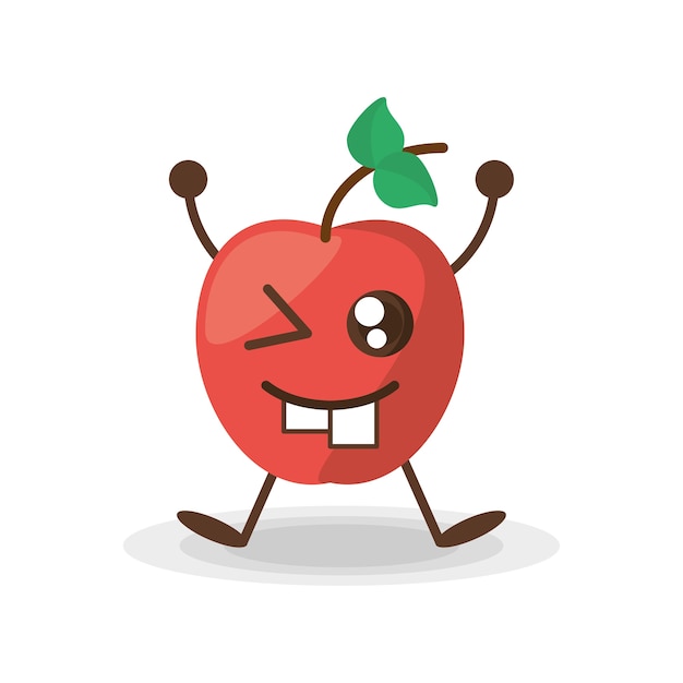 Vector kawaii apple fruta salud