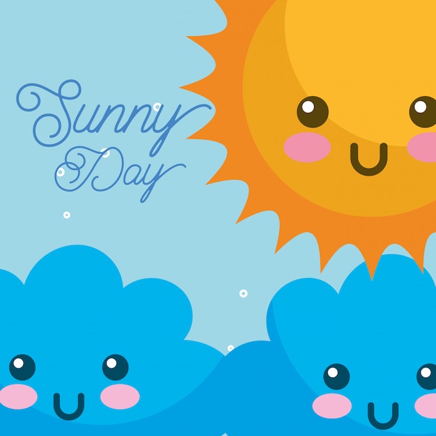 kawaii día soleado nubes clima