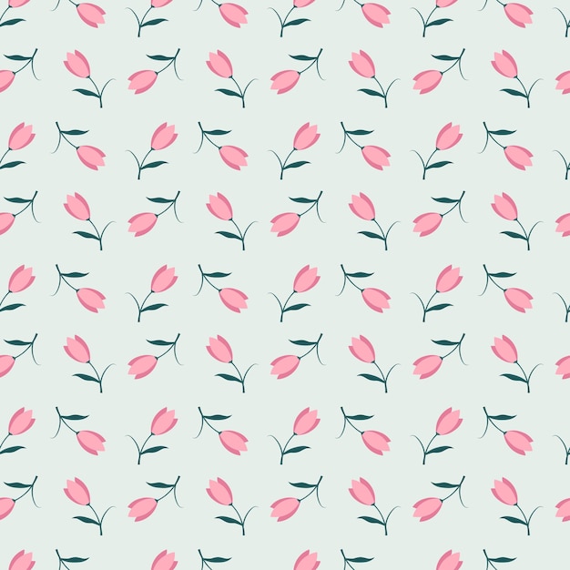 Kawaii dulce pastel floral de tulipán con patrón sin costuras en el fondo