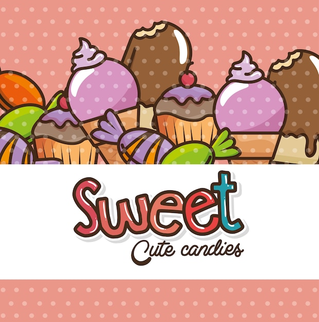 Vector kawaii dulces y dulces de dibujos animados