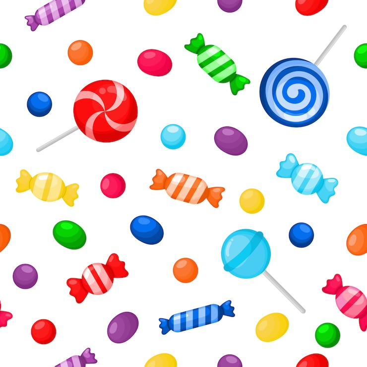 Vector kawaii dulces lindos dulces postres de patrones sin fisuras