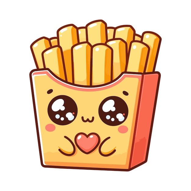 Vector kawaii es una linda caja de papas fritas.