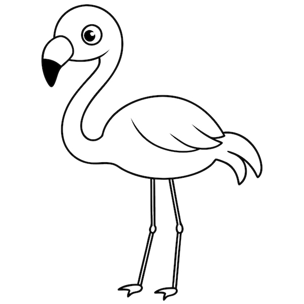 Kawaii Flamingo Corpo redondo y lindo Amplificador de piernas largas y suaves Vector de arte amistoso